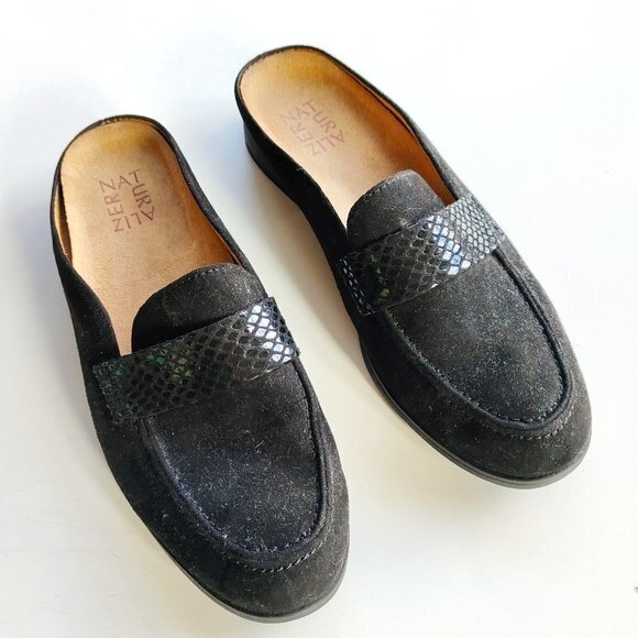 Naturalizer Mattie flats Size 7M black faux suede slip on‎ mules comfort Shoes - Picture 1 of 8